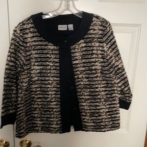 Chico’s size 2 Black and Tan 3/4 sleeve jacket
